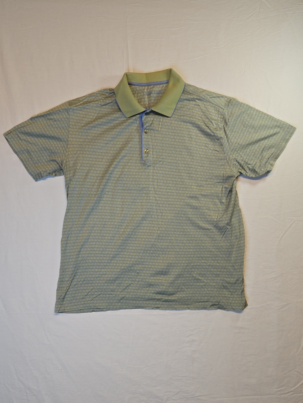 Harry Rosen Light Green Patterned Cotton Polo Shirt Green, Yellow, Orange & Blue